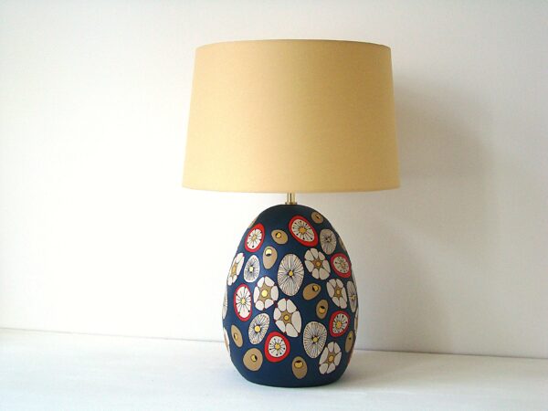 stolni keramicka lampa tmave modra mozaika